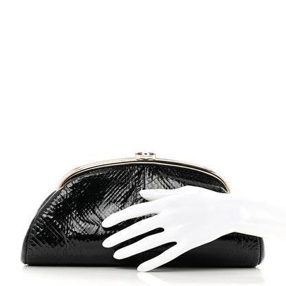 Chanel Glazed Snakeskin Timeless Clutch Black 2 of 10