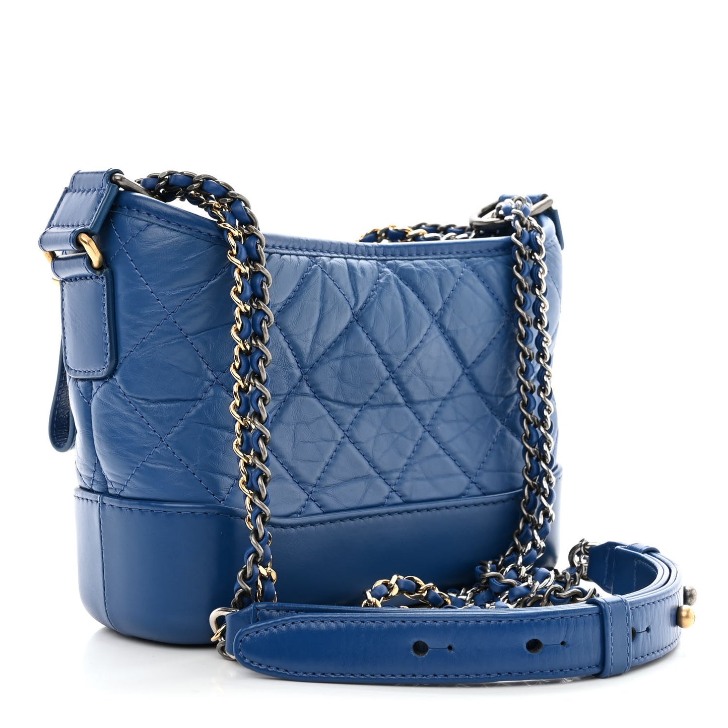 Aged Calfskin Quilted Small Gabrielle Hobo Blue
