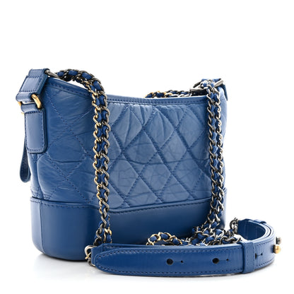 Chanel Aged Calfskin Quilted Small Gabrielle Hobo Blue 3 of 10