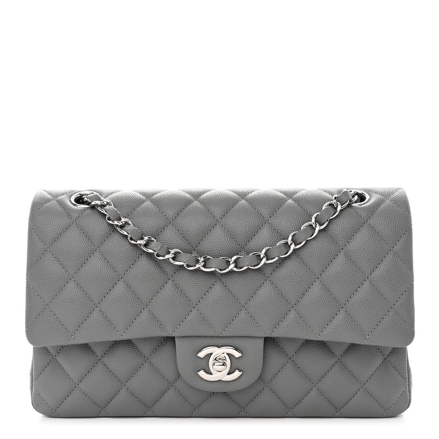 Chanel Caviar Quilted Medium Double Flap Grey 1 of 11