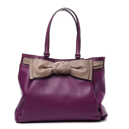 Valentino Garavani Nappa Large Aphrodite Bow Tote Purple Poudre 1 of 11
