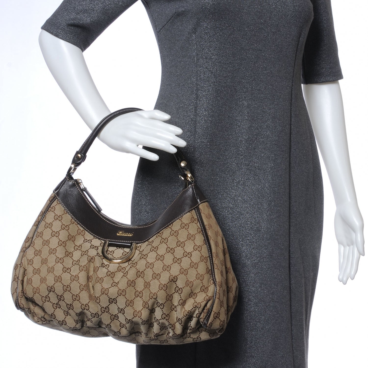 Gucci Monogram D Gold Large Hobo Ebony 2 of 9
