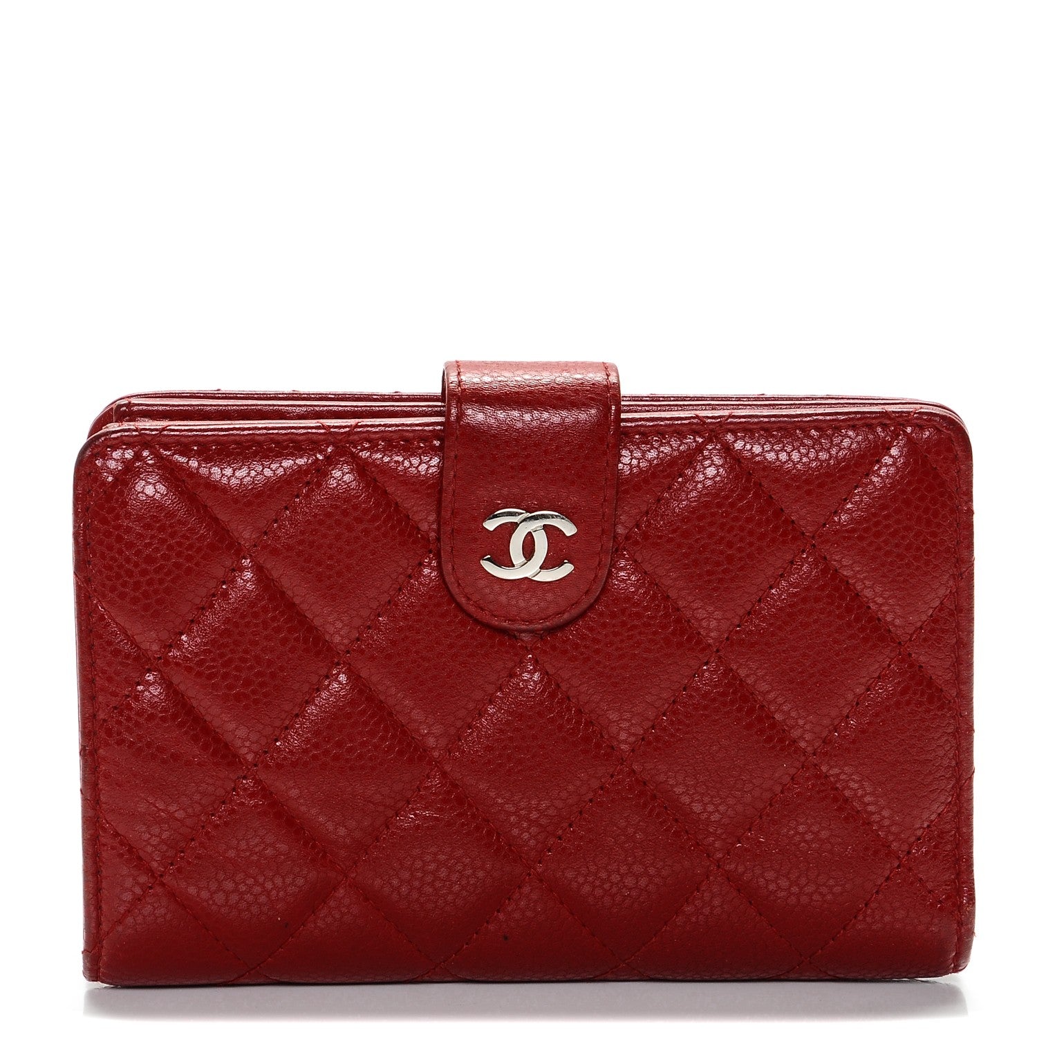 Chanel Caviar Quilted Zipped Pocket Wallet Red 1 of 8