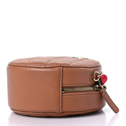Chanel Shiny Lambskin Ribbon Quilted Round Clutch With Chain Brown 8 of 8