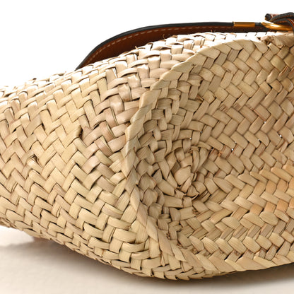 Chloe Raffia Small Grain Calfskin Medium Marcie Basket Tan 8 of 11