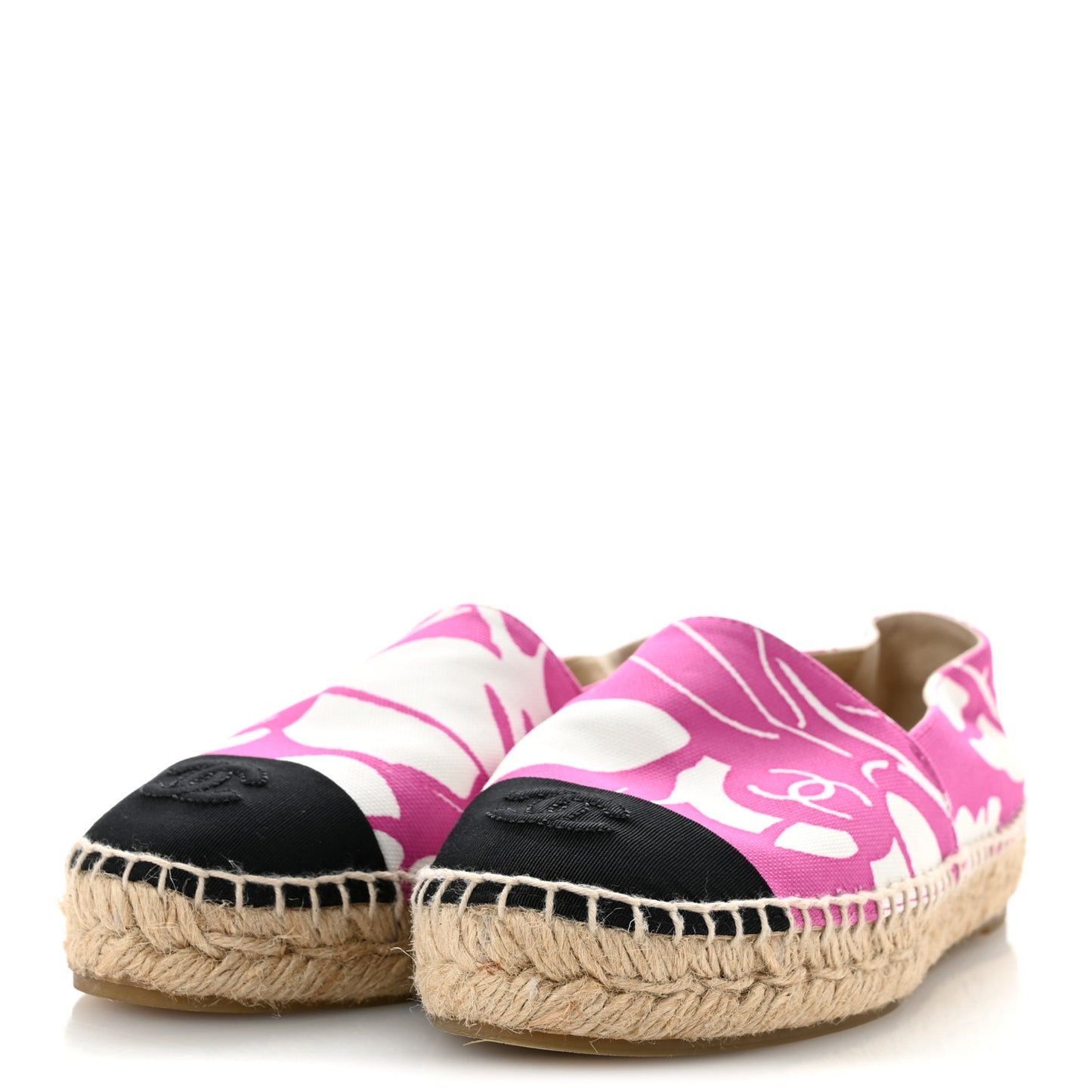 Cotton Grosgrain Espadrilles 36 Pink Ecru Black