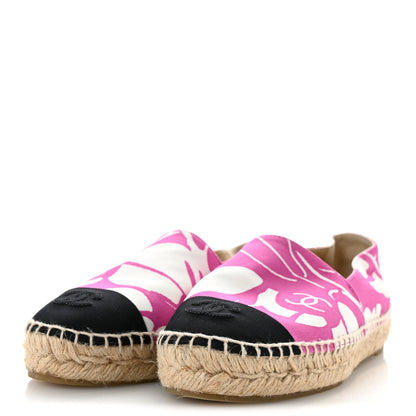 Chanel Cotton Grosgrain Espadrilles 36 Pink Ecru Black 4 of 11