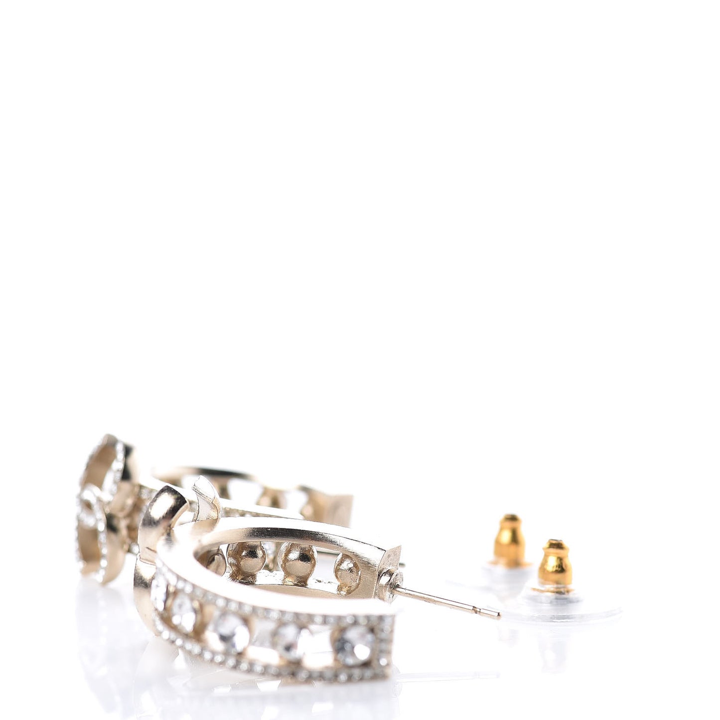 Crystal Blossom CC Hoop Earrings Gold