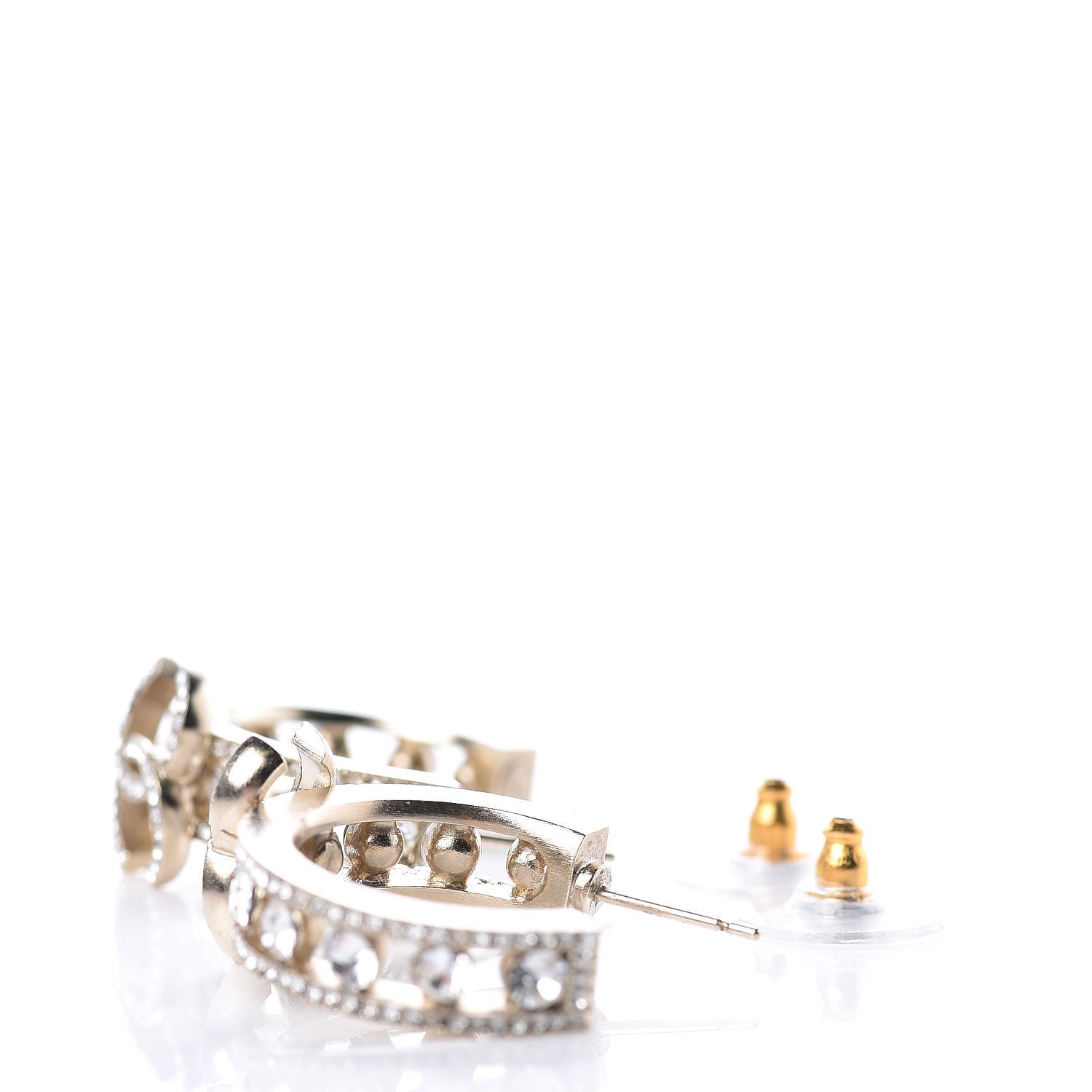 Chanel Crystal Blossom CC Hoop Earrings Gold 3 of 5