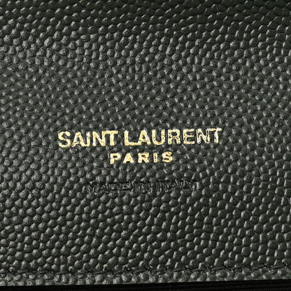 Saint Laurent Grain De Poudre Textured Mixed Matelasse Triquilt Monogram Clutch Vert Fonce 6 of 11