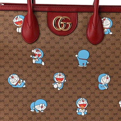 Gucci X DORAEMON Mini Vintage GG Supreme Monogram Large Tote Bag Beige Cherry Red 8 of 10