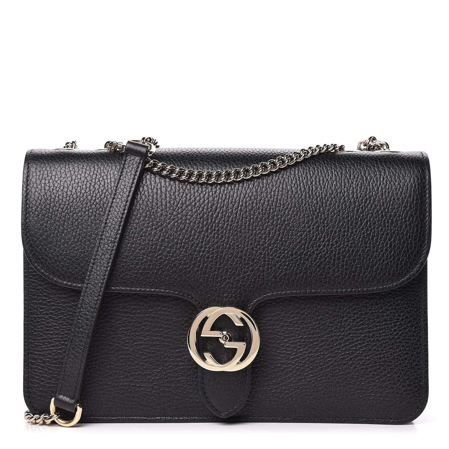 Gucci Dollar Calfskin Interlocking G Shoulder Bag Black 1 of 10