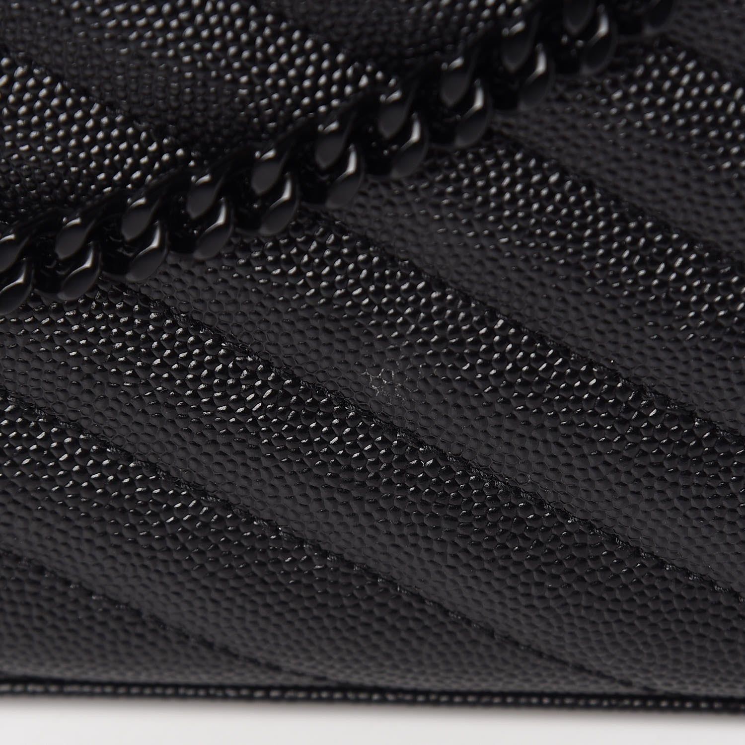 Saint Laurent Grain De Poudre Matelasse Chevron Monogram Chain Wallet Black 6 of 14