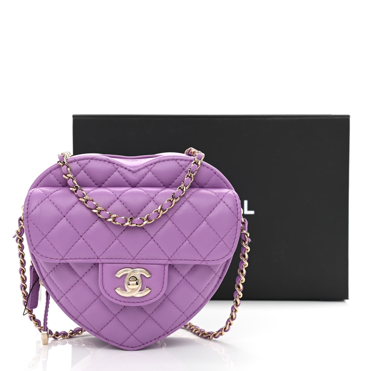 Chanel Lambskin Quilted CC In Love Heart Bag Purple 11 of 11
