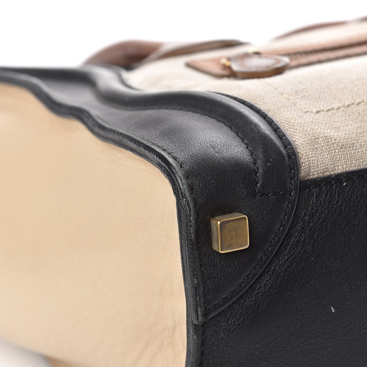 Calfskin Linen Micro Tri-Color Luggage Beige