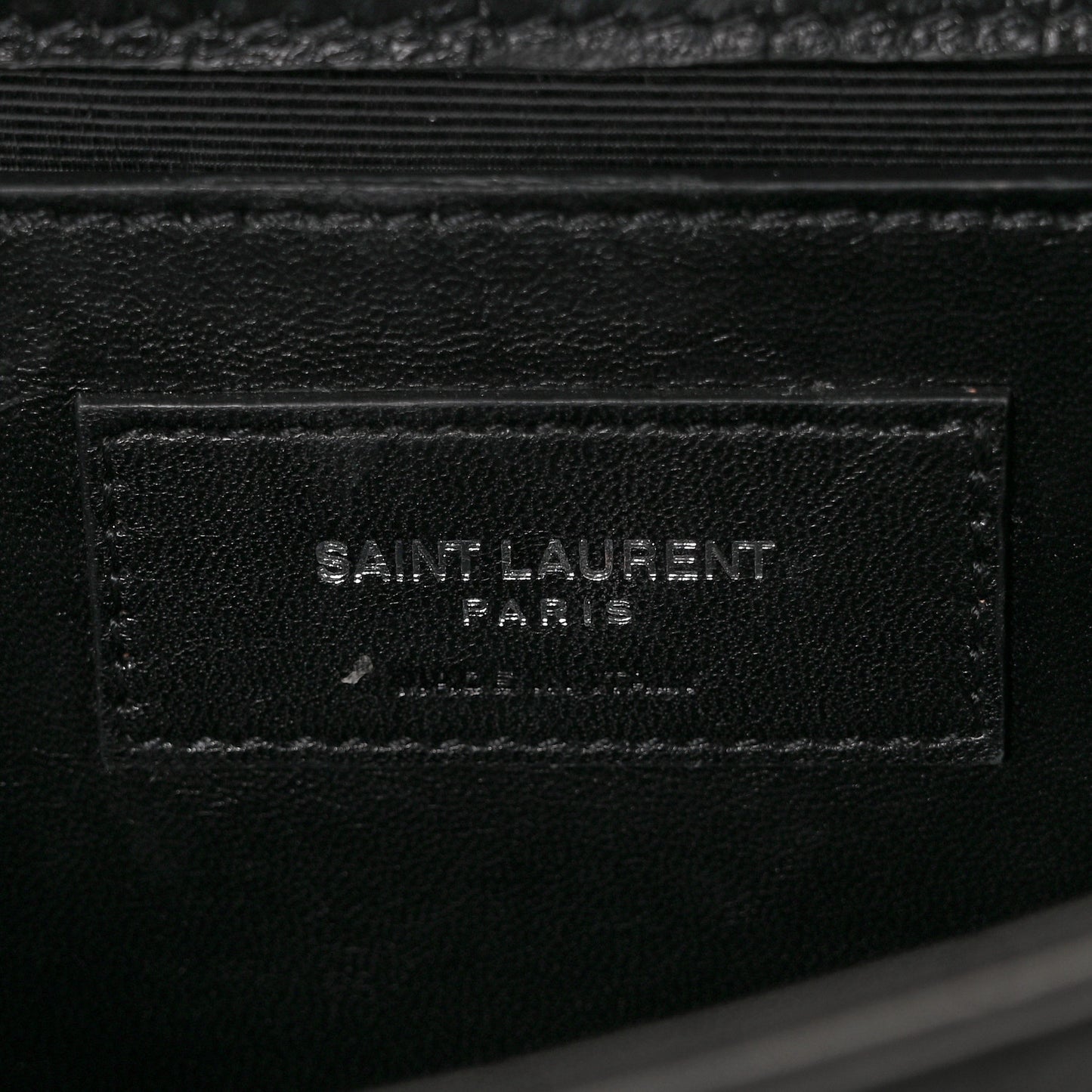 Calfskin Crocodile Embossed Small Classic Monogram Kate Tassel Satchel Black