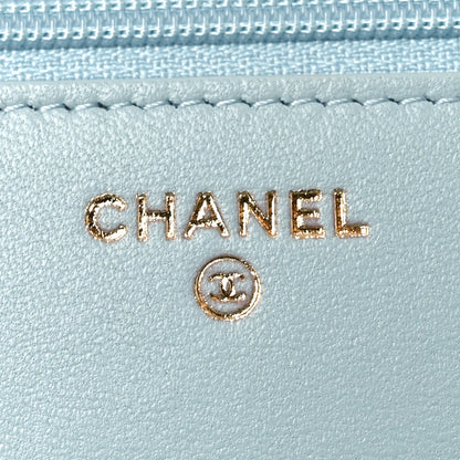 Chanel Lambskin Quilted Trendy CC Wallet On Chain WOC Light Blue 5 of 11