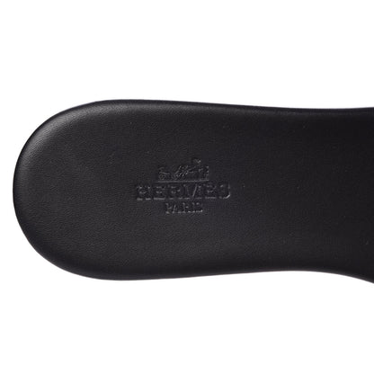 Hermes Calfskin Raw Edge Lisboa Sandals 37 Black 5 of 9