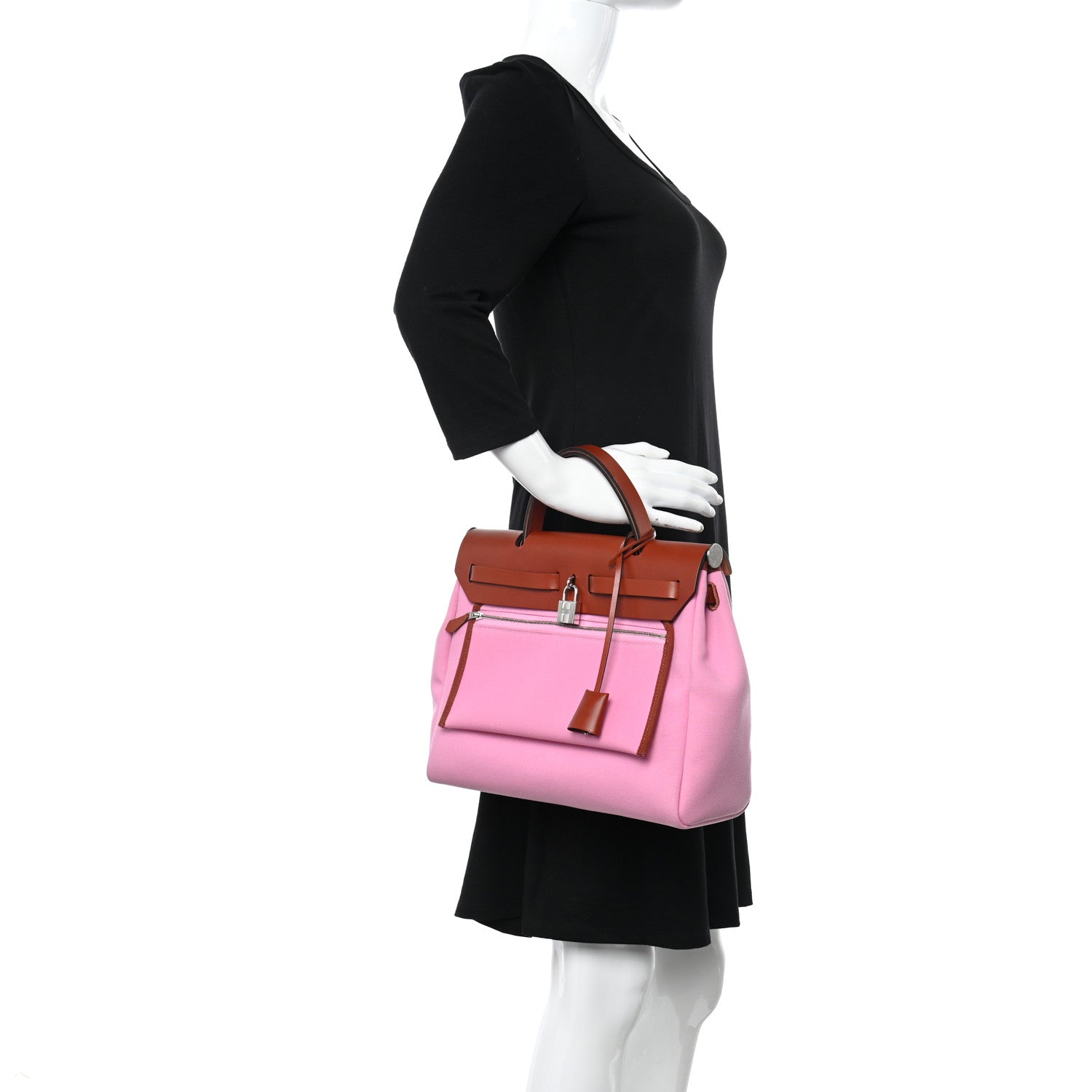Hermes Military Toile Vache Hunter Herbag Zip Retourne PM 31 Bubblegum 2 of 16
