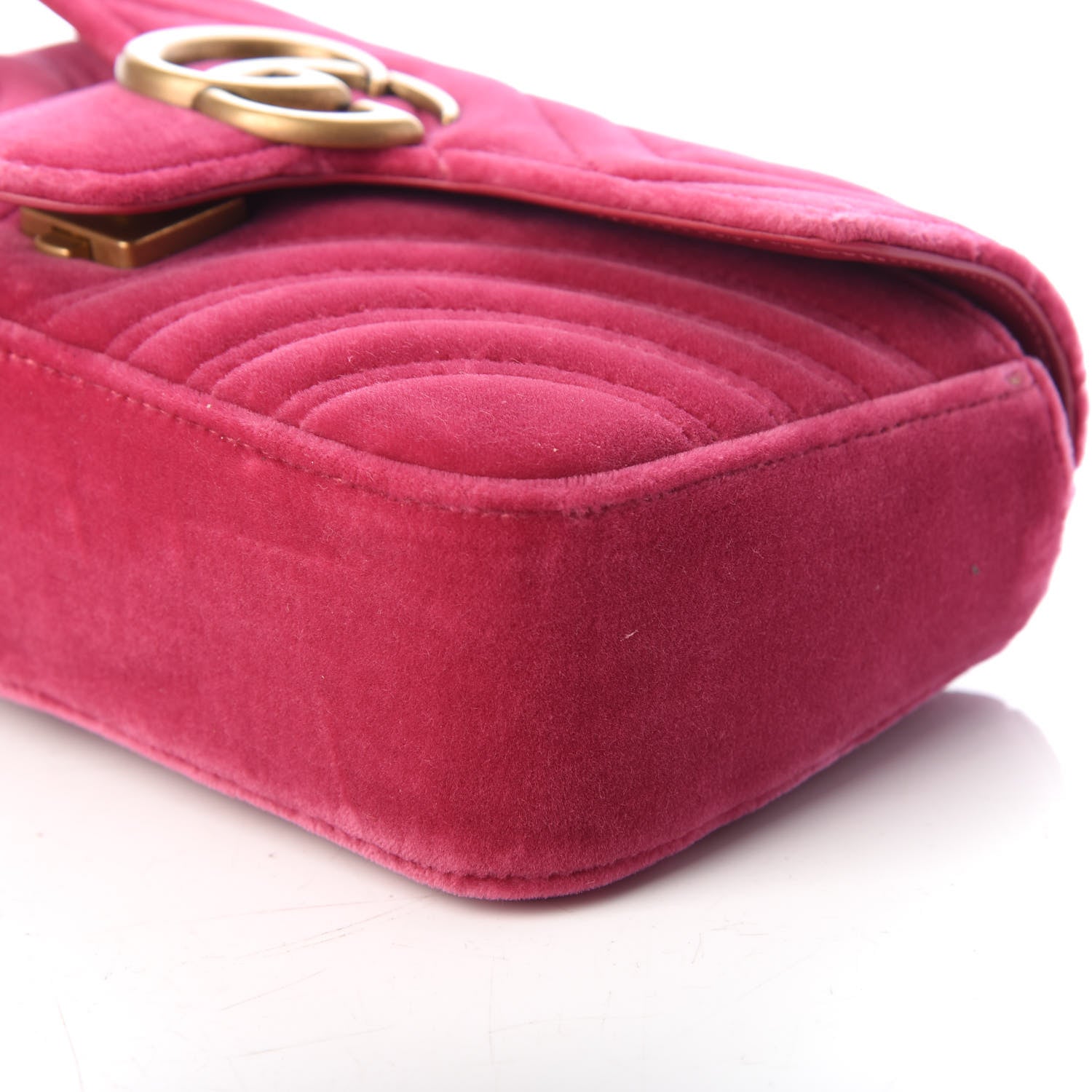 Gucci Velvet Matelasse Mini GG Marmont Shoulder Bag Light Raspberry Rose 9 of 9