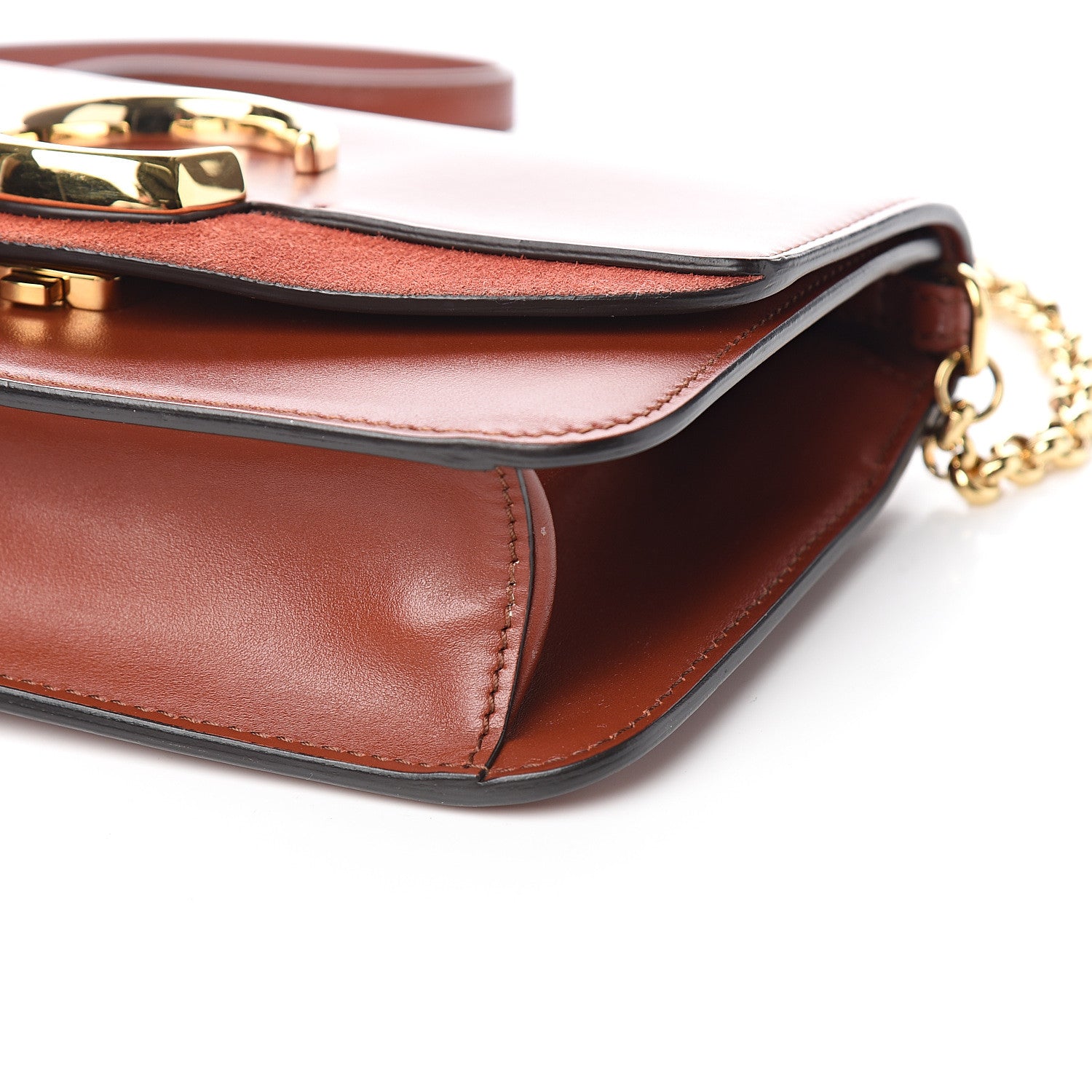 Chloe Calfskin Suede C Clutch With Chain Sepia Brown 8 of 9