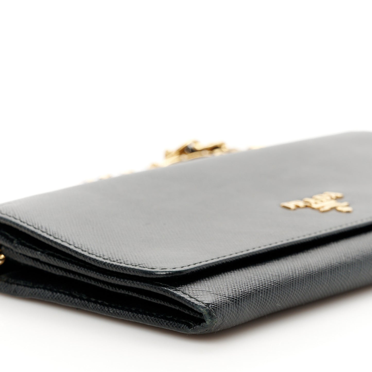 Saffiano Metal Oro Chain Wallet Black