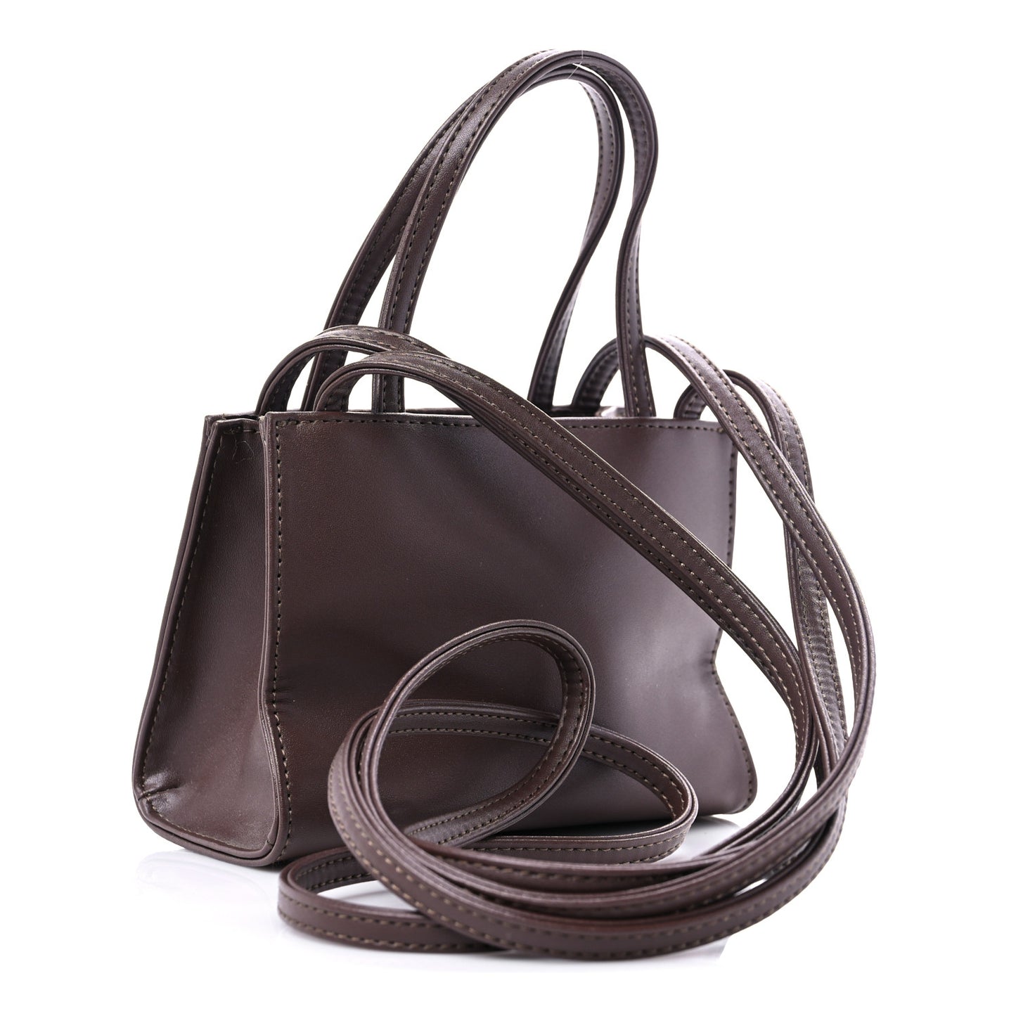 Vegan Leather Small Shopping Bag Chocolate