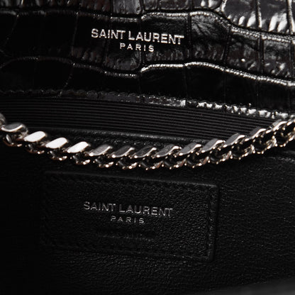 Saint Laurent Calfskin Crocodile Embossed Medium Classic Monogram Kate Tassel Satchel Black 6 of 6