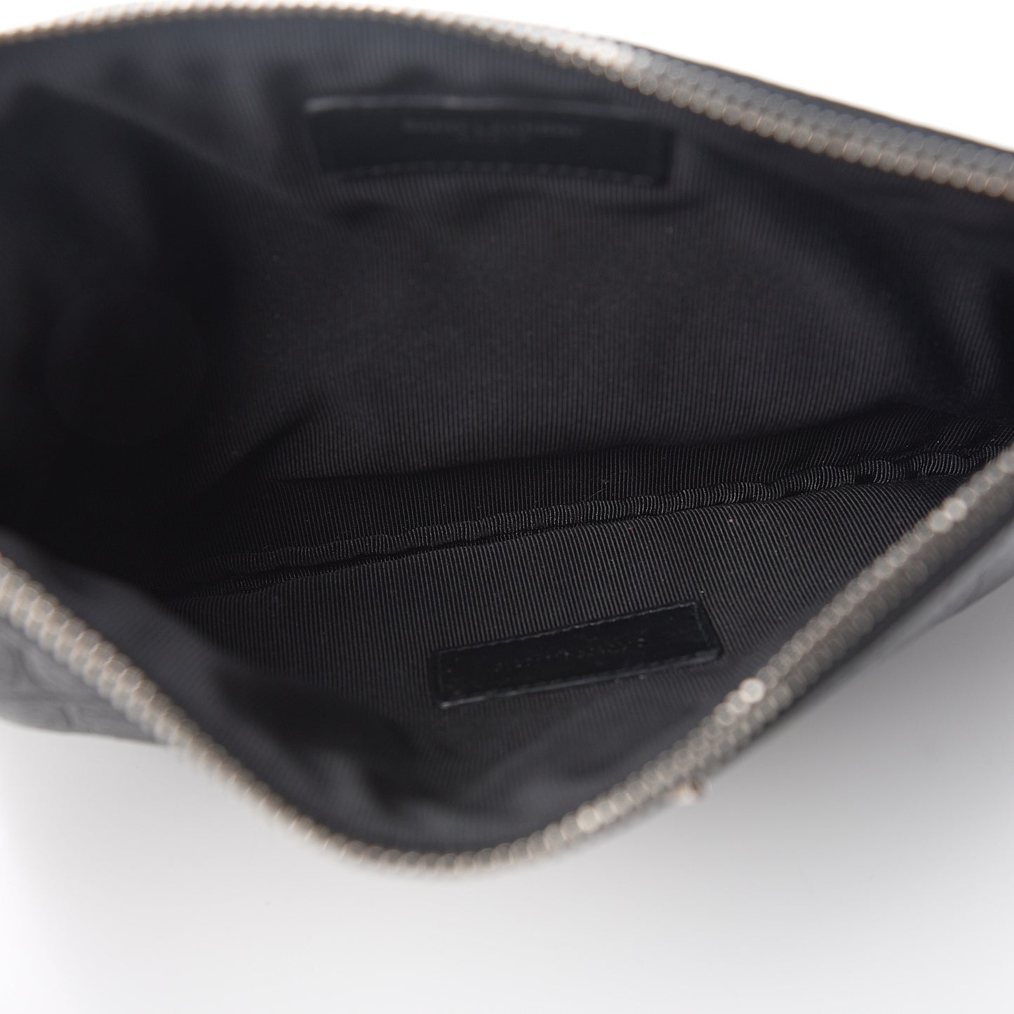 Calfskin Crocodile Embossed Monogram Zip Pouch Black