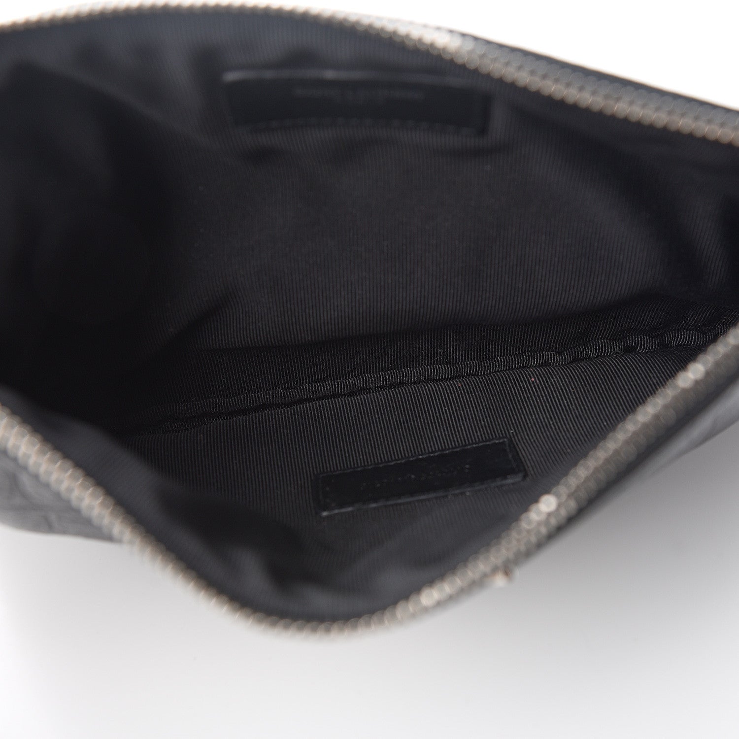 Saint Laurent Calfskin Crocodile Embossed Monogram Zip Pouch Black 4 of 8
