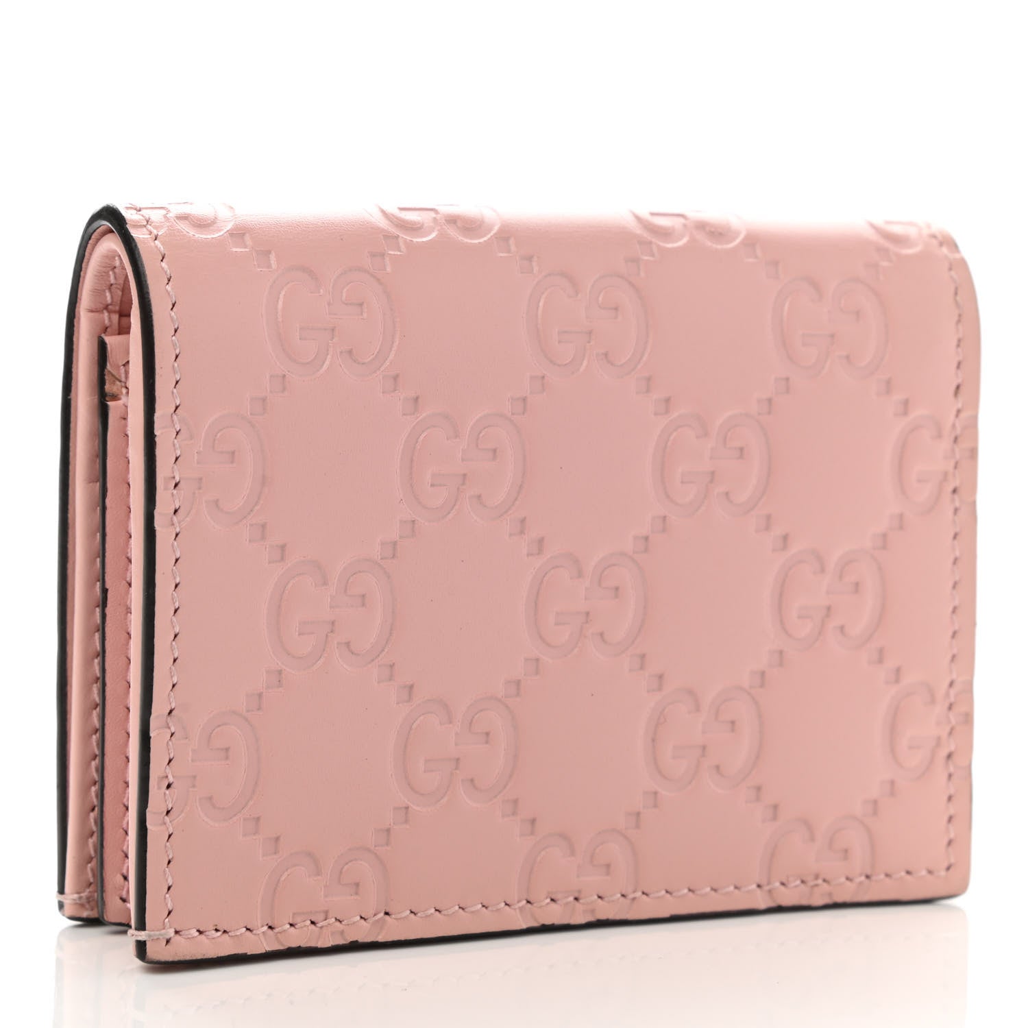 Gucci Guccissima Signature Crystal Cat Card Case Wallet Light Candy Pink 3 of 10