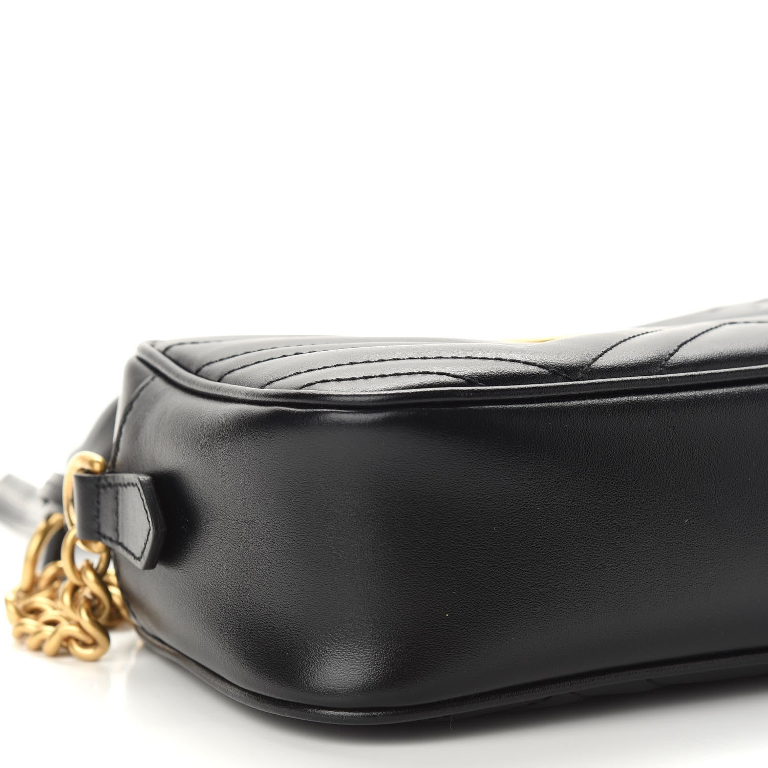 Gucci Calfskin Matelasse Small GG Marmont Chain Shoulder Bag Black 8 of 9