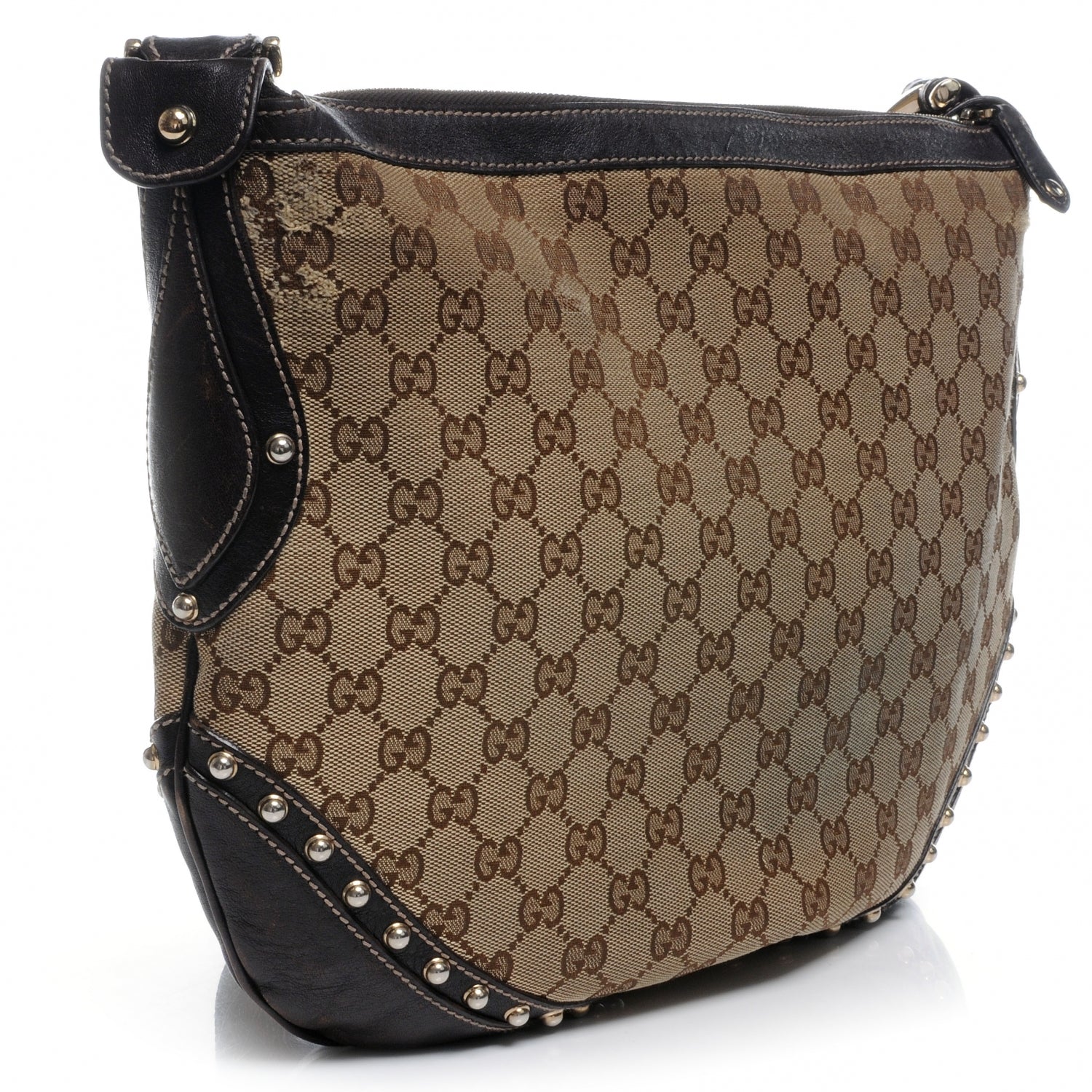 Gucci Monogram Pelham Studded Shoulder Bag Ebony 3 of 12