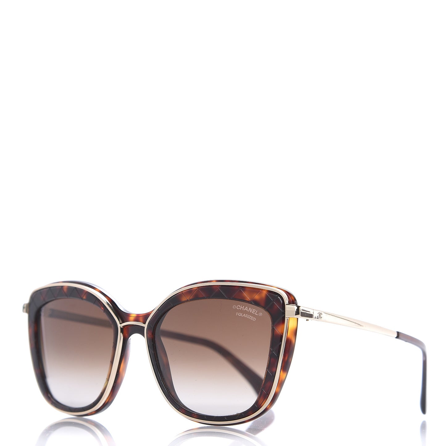 Acetate Quilted Metal Butterfly Sunglasses 4238 Dark Tortoise Gold