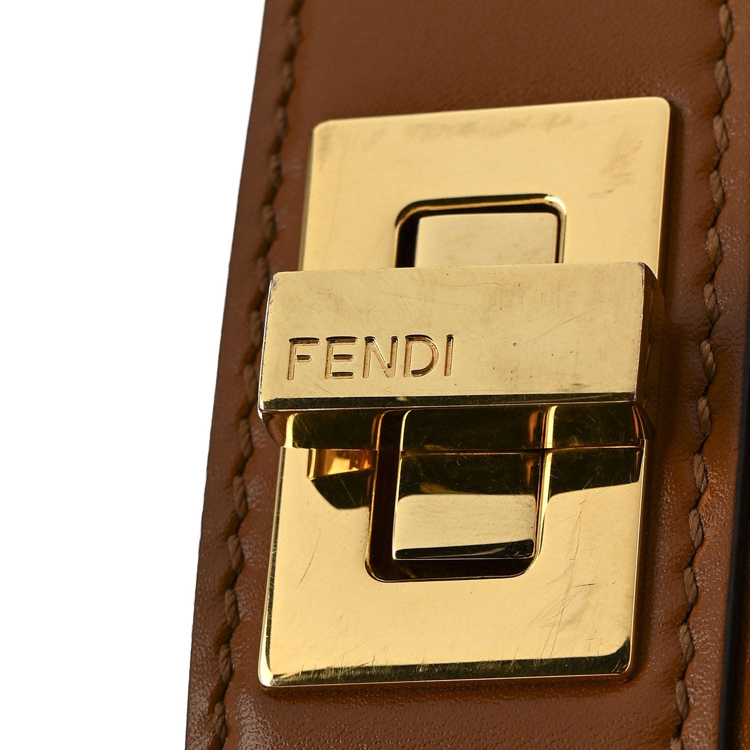 Fendi Vitello King Luxor Shiny Nappa Medium Peekaboo I SEE U East West Satchel Brandy Light Rose 17 of 20