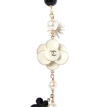 Chanel Pearl Camellia CC Long Necklace Gold Black 4 of 5