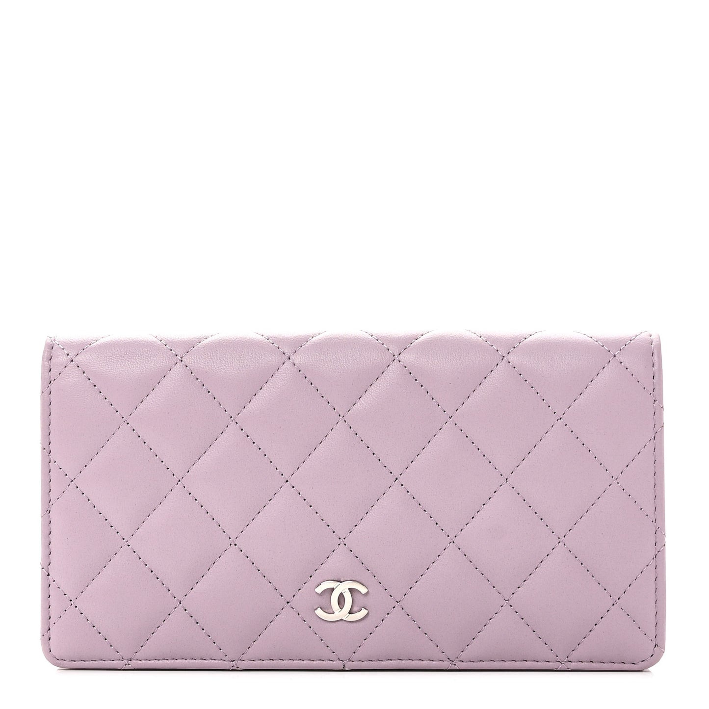 Lambskin Quilted Yen Wallet Purple