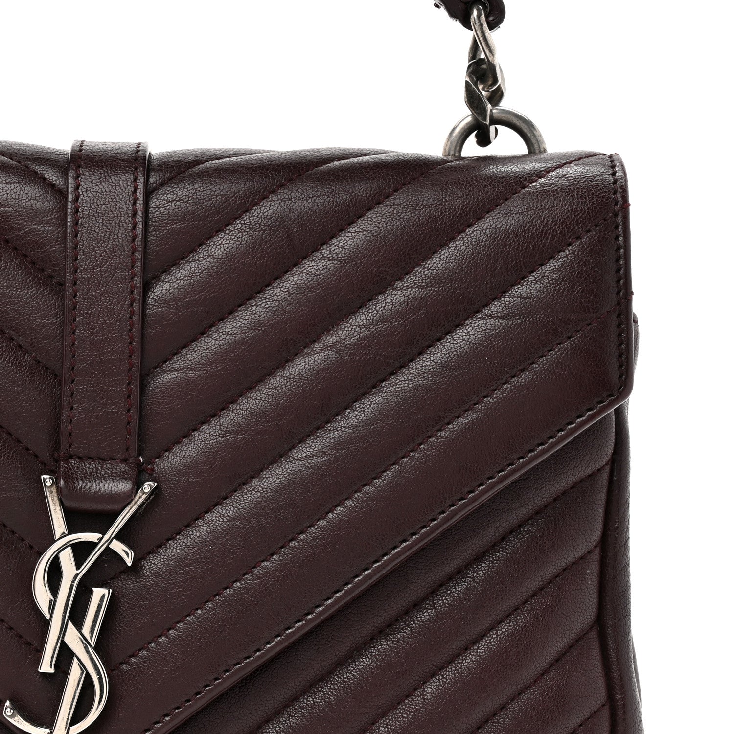Saint Laurent Sheepskin Matelasse Chevron Monogram Medium College Bag Amaranto 9 of 14