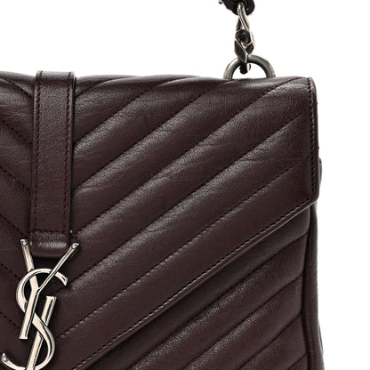 Saint Laurent Sheepskin Matelasse Chevron Monogram Medium College Bag Amaranto 9 of 14