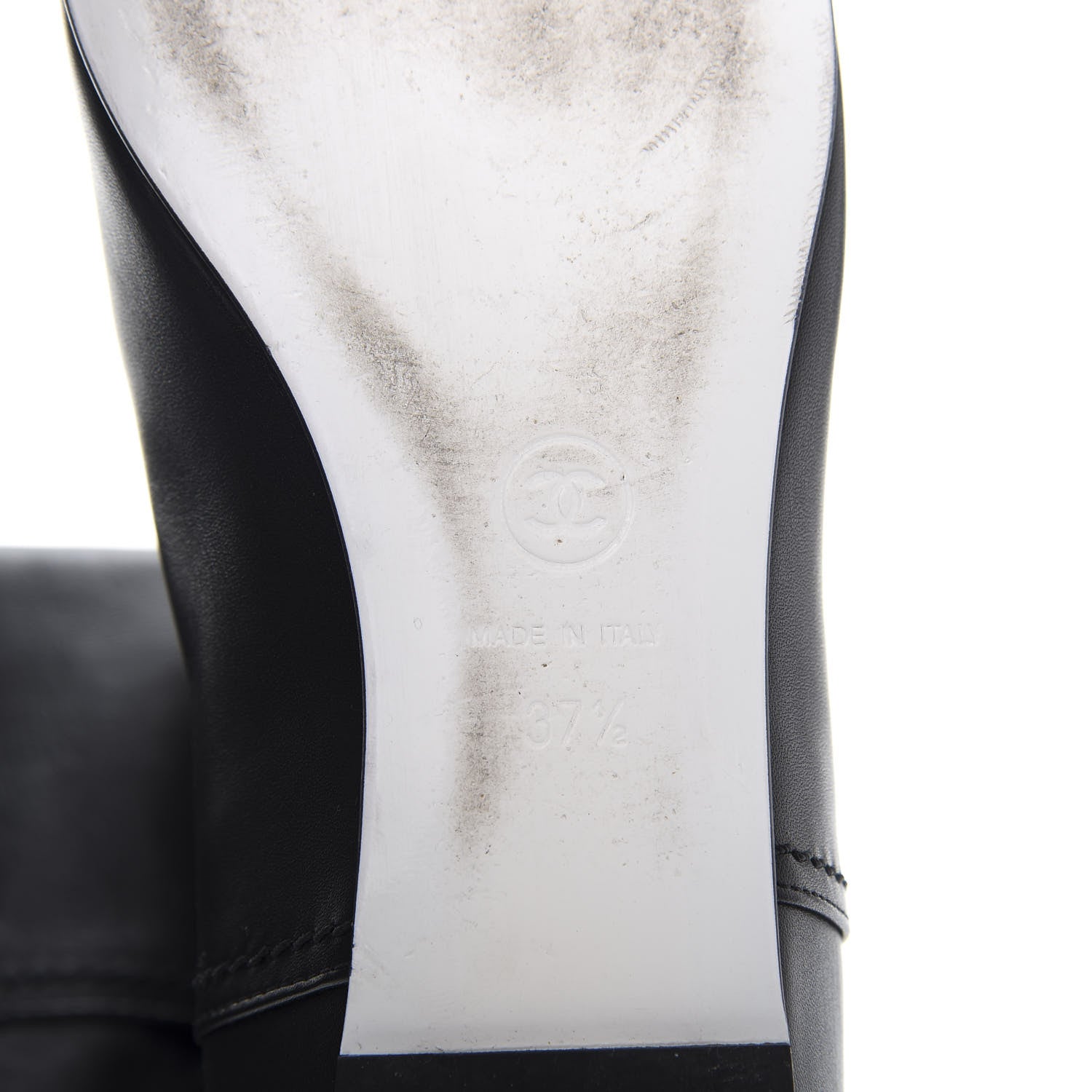 Chanel Lambskin Beaded CC Boots 37.5 Black 7 of 7