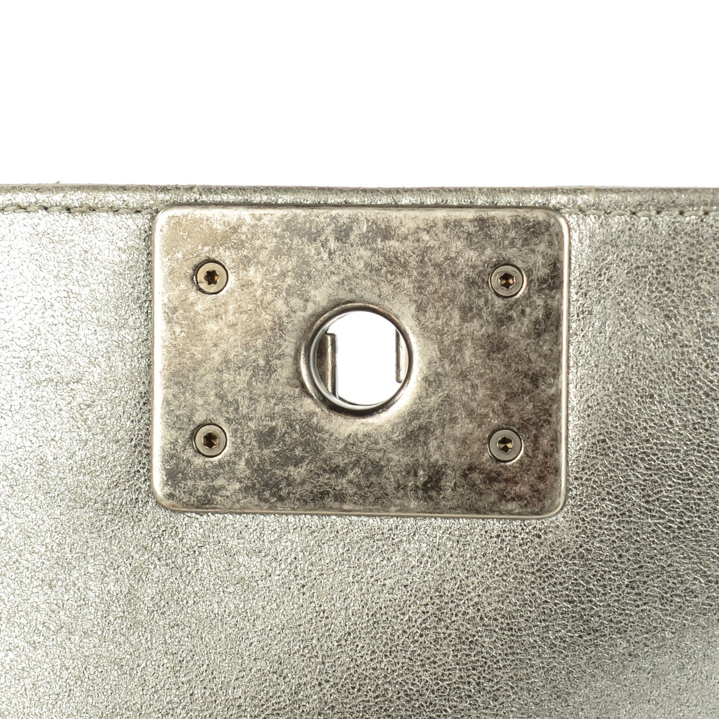 Lambskin Embellished Medium Boy Flap Silver