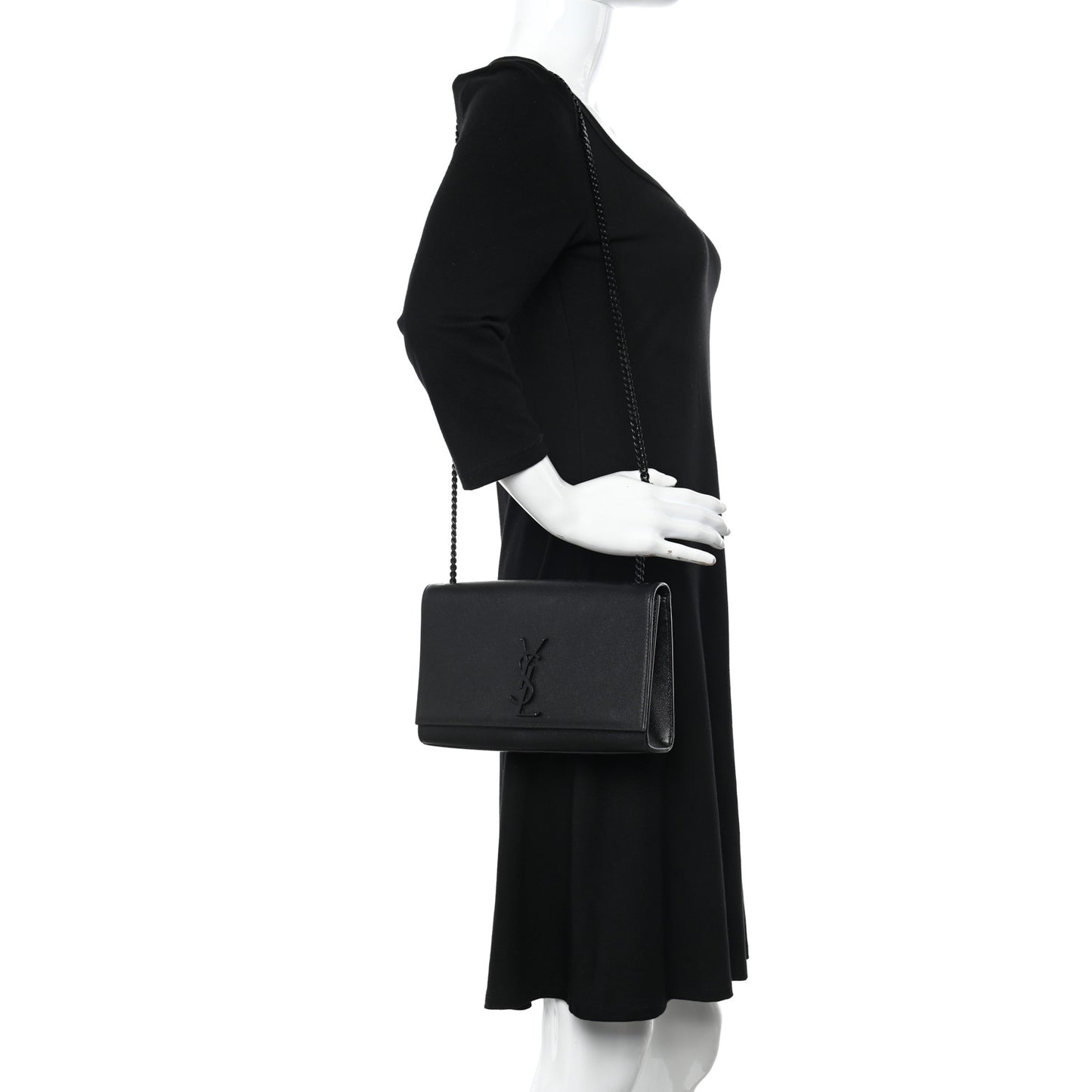 Grain De Poudre Medium Classic Monogram Monochrome Kate Satchel Black
