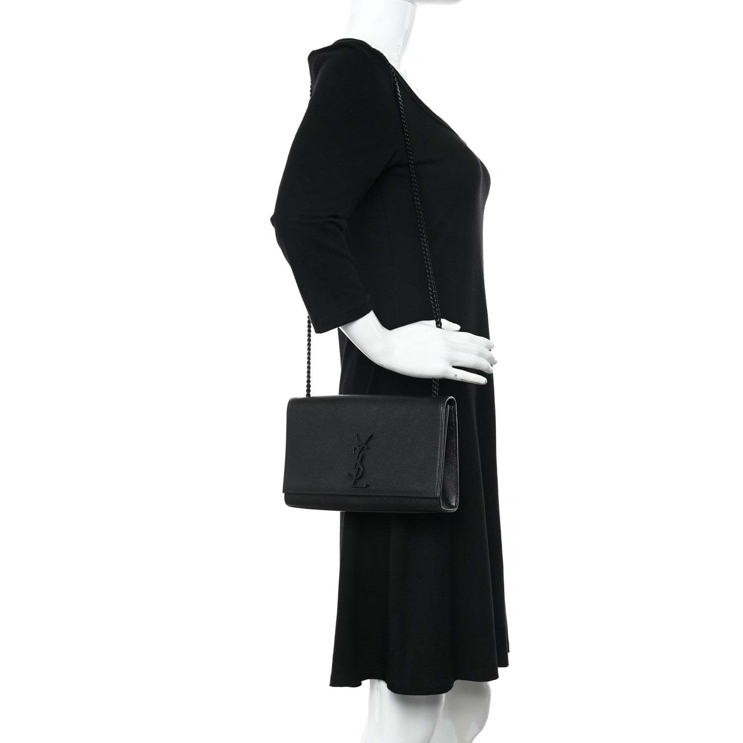 Saint Laurent Grain De Poudre Medium Classic Monogram Monochrome Kate Satchel Black 2 of 11