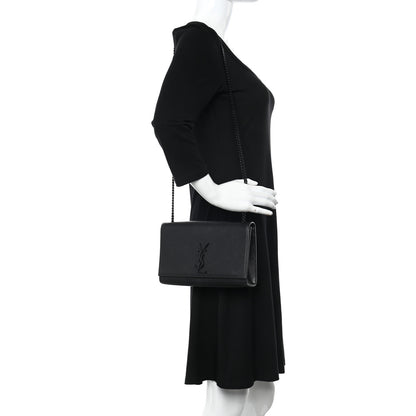 Saint Laurent Grain De Poudre Medium Classic Monogram Monochrome Kate Satchel Black 2 of 11