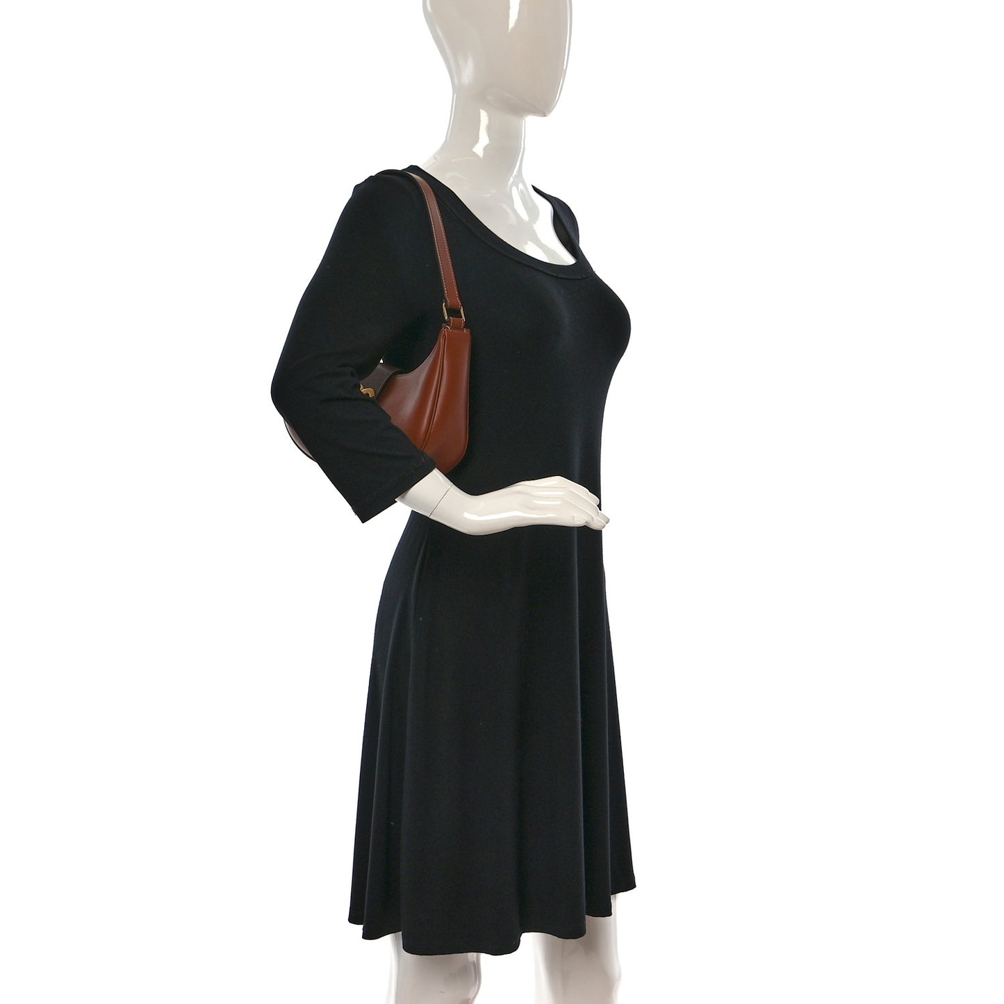 Smooth Calfskin Medium Strap Ava Triomphe Shoulder Bag Tan