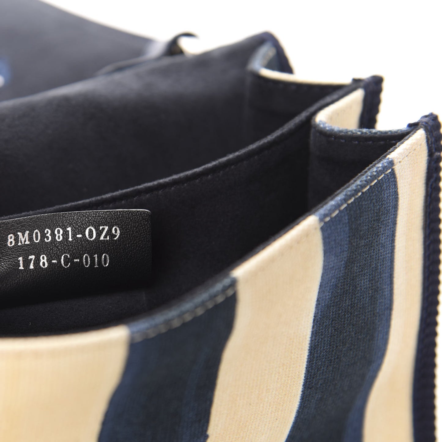 Canvas Calfskin Striped Bow Small Kan I Shoulder Bag Blueberry