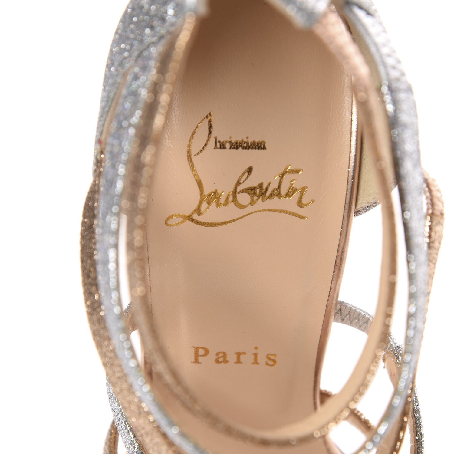 Christian Louboutin Mini Glitter Mariniere 100 Cage Sandals 37 Poudre Silver 6 of 7