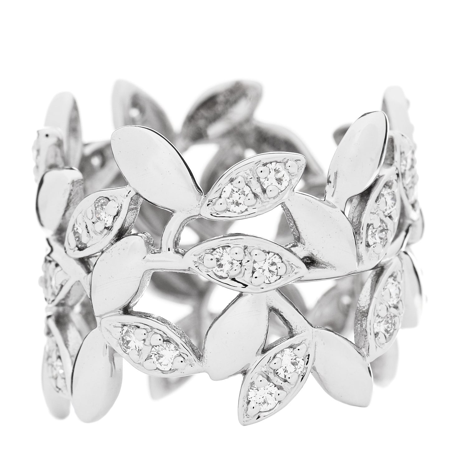 18K White Gold Diamond Paloma Picasso Olive Leaf Band Ring 49 5