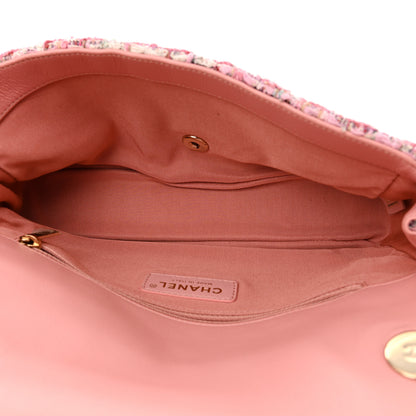 Chanel Tweed Medium Pearl Handle Flap Pink Beige Orange Ecru 5 of 9