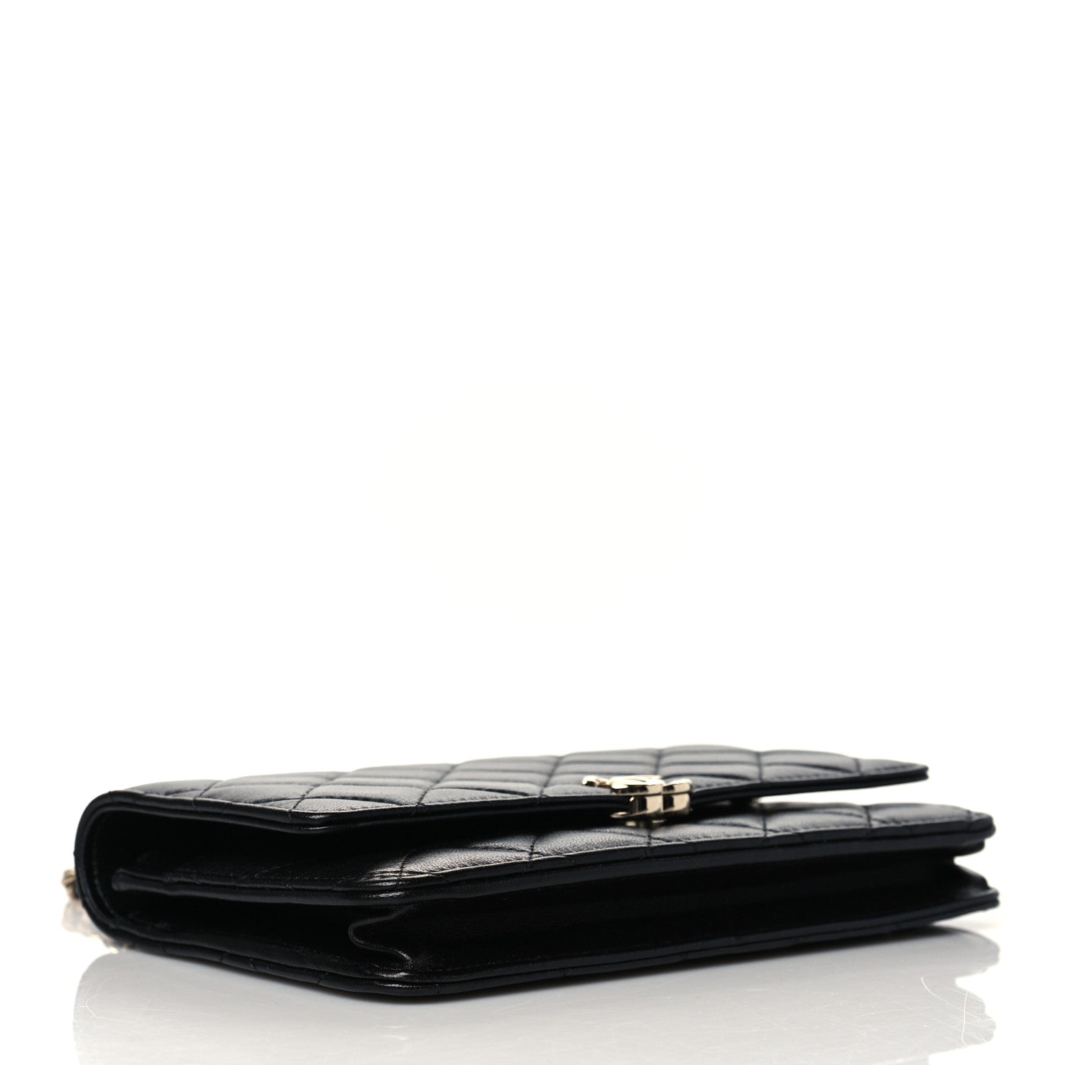 Chanel Lambskin Quilted Top Handle Wallet On Chain WOC Black 4 of 10